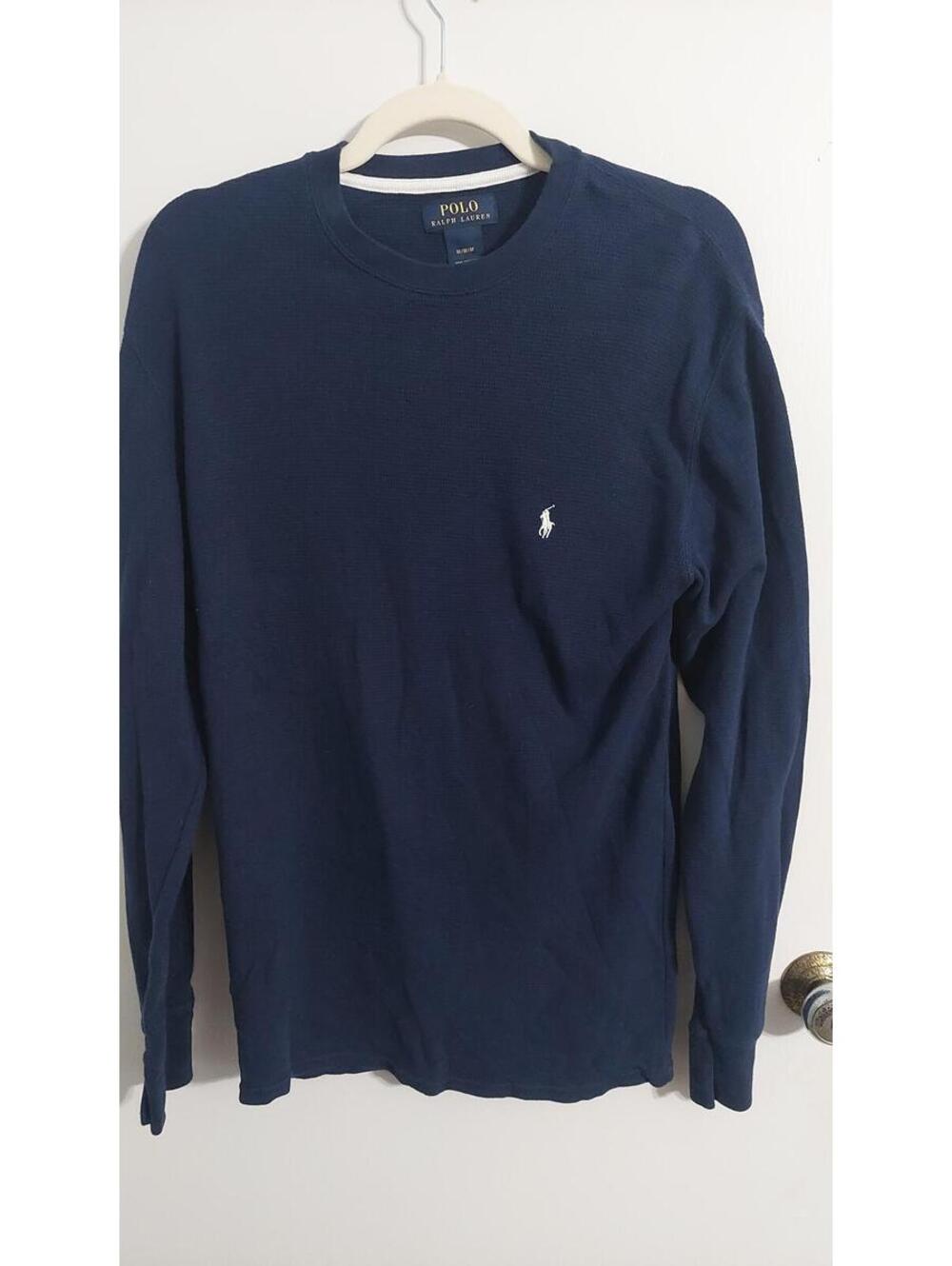 Polo Ralph Lauren Men's Navy Blue Cotton Long Sleeve Shirt Medium